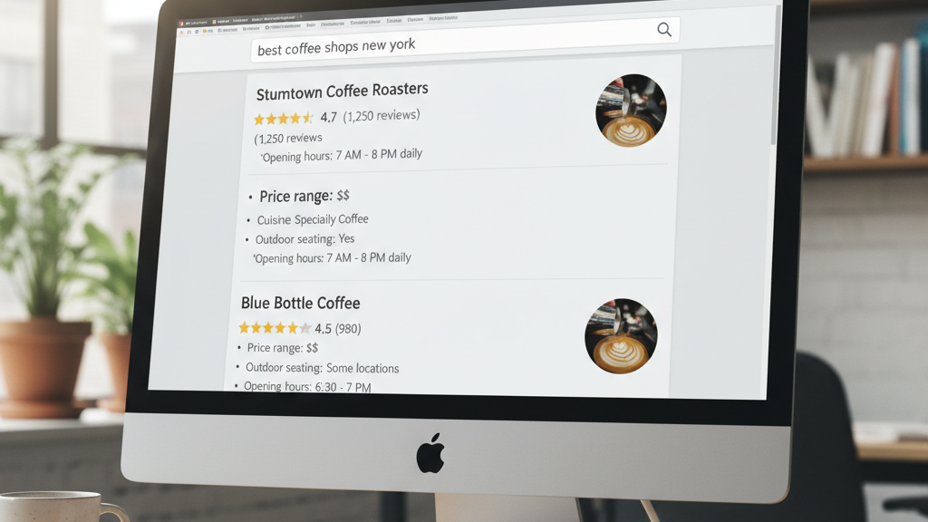 Ejemplo de rich snippet en SERP Ejemplo de rich snippet en resultados de Google