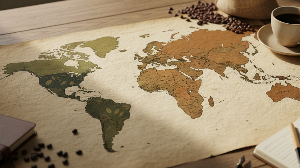 Mapa de regiones productoras de café