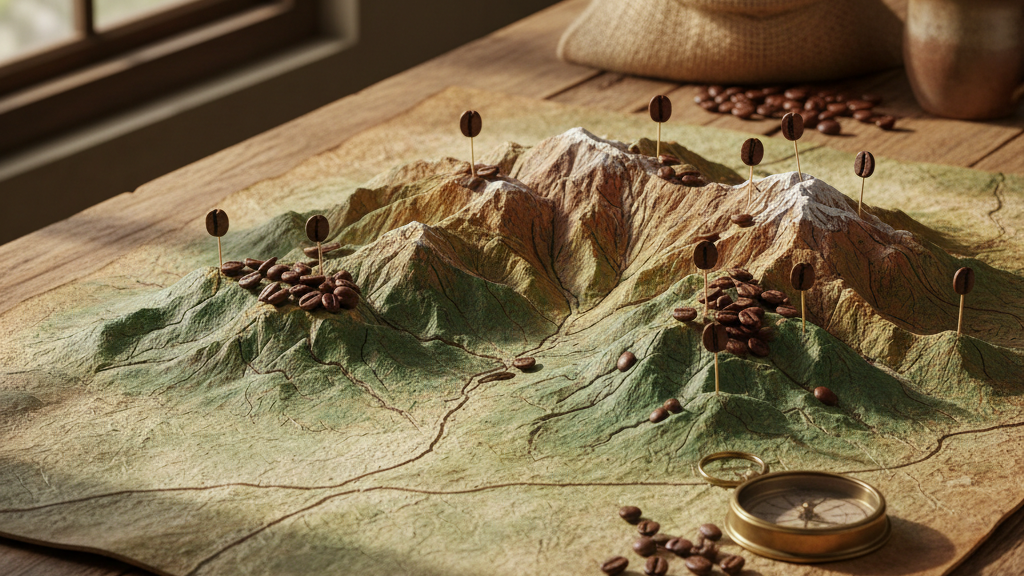 mapa de altitud regiones café de temporada