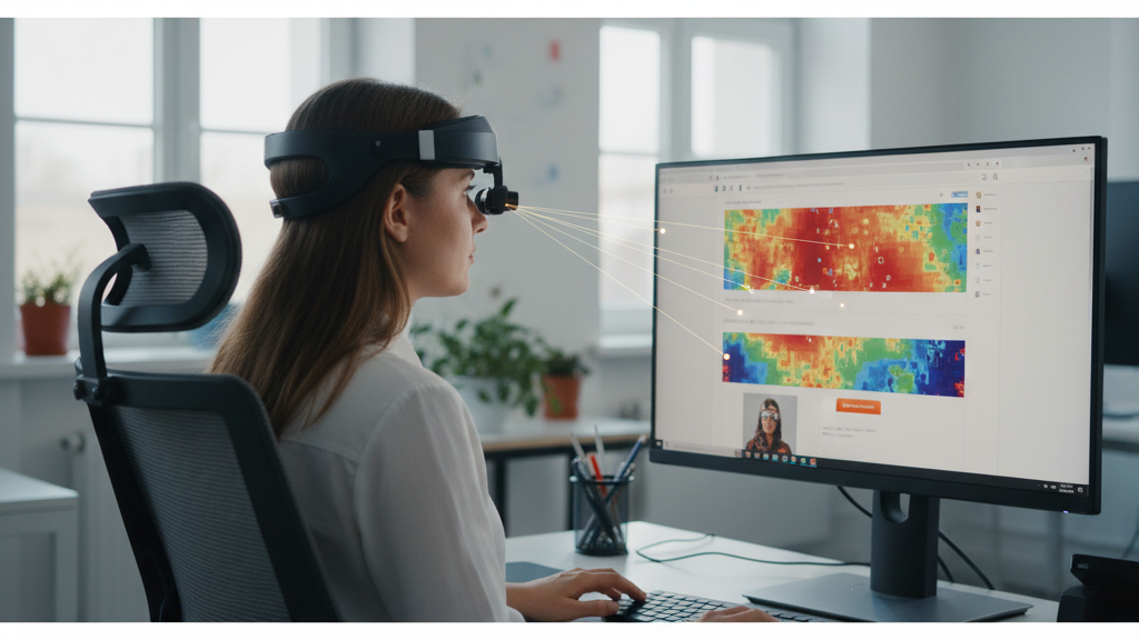 Ilustración de una persona con un dispositivo de eye-tracking Técnicas de neuromarketing - Eye-tracking