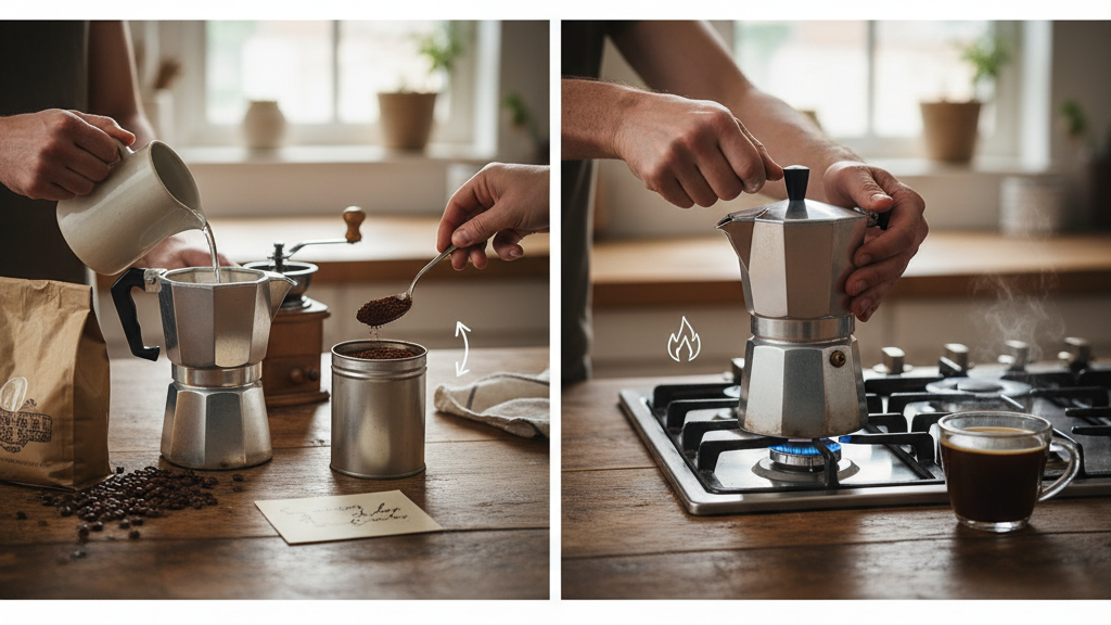 Preparación con cafetera Moka