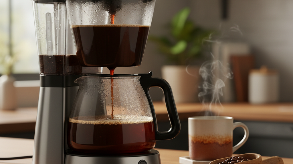 Cafetera de goteo en funcionamiento