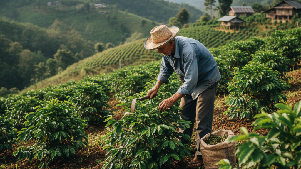 Cultivo manual de café