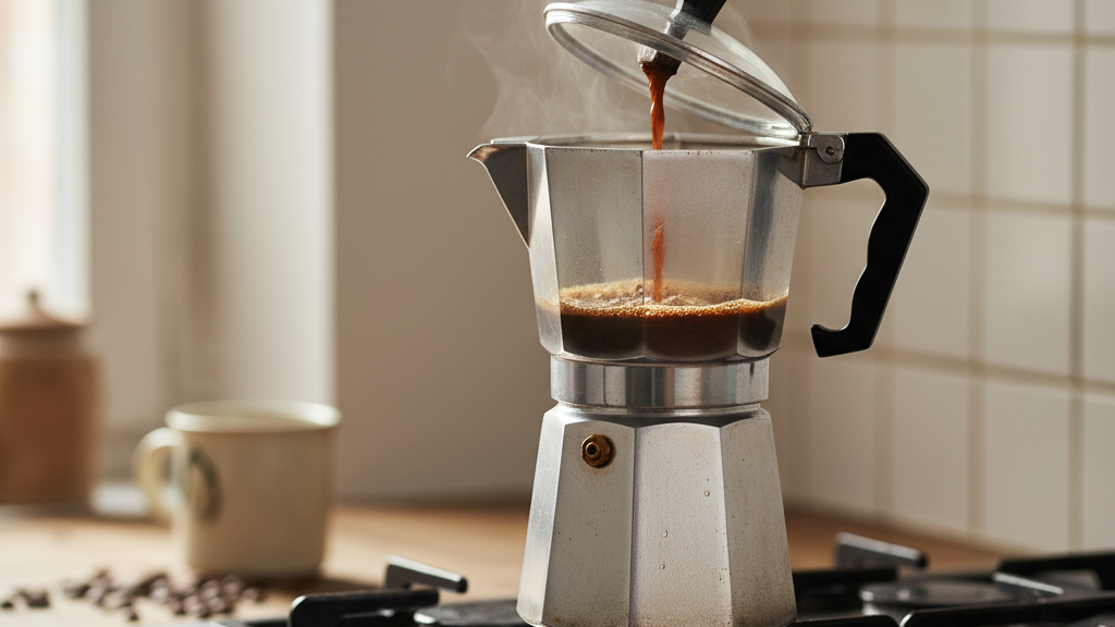 Cafetera Moka en funcionamiento