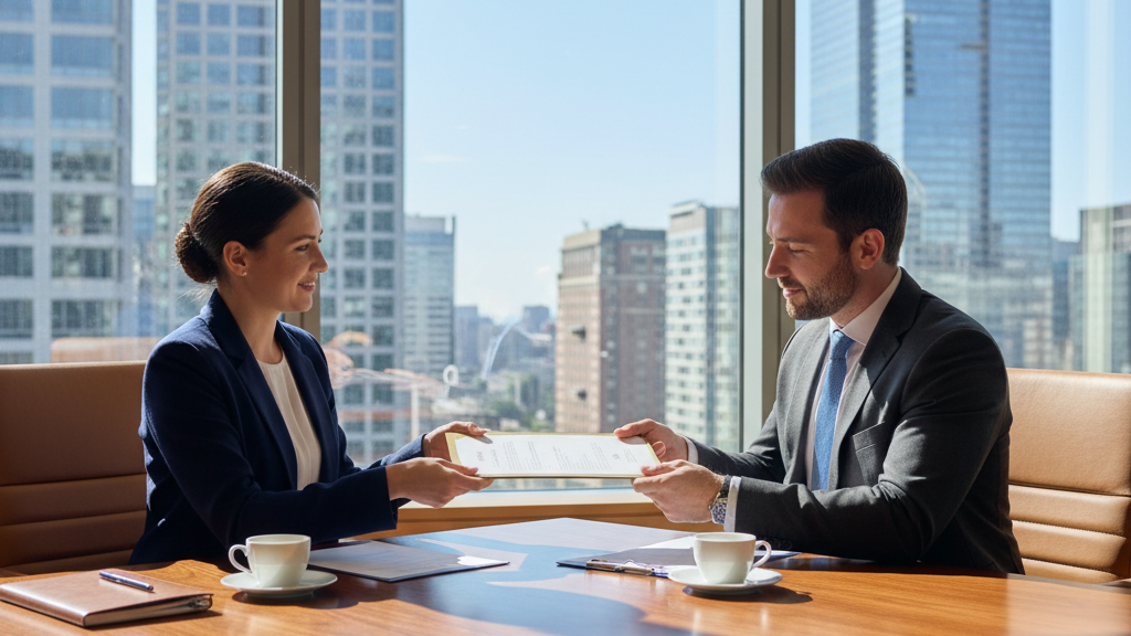 Ilustración de banco aprobando crédito a una sociedad limitada