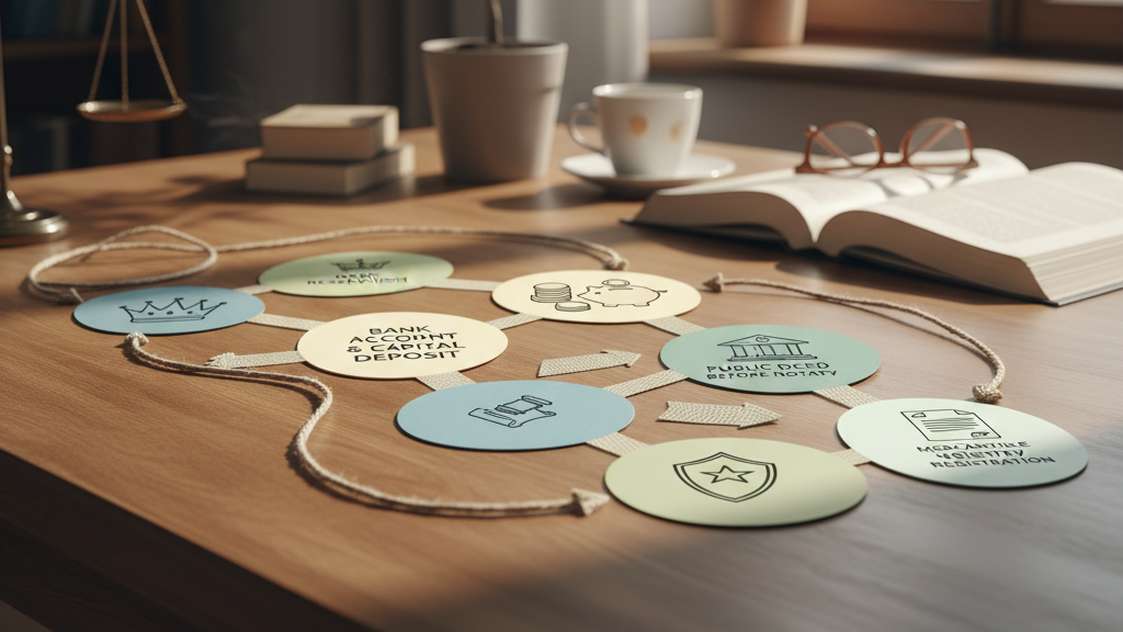 Infografía del proceso de constitución de una sociedad limitada