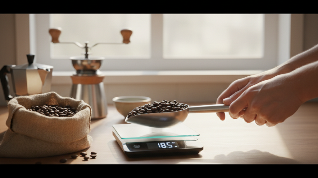 Secuencia de imágenes mostrando pasos para preparar café en cafetera Moka