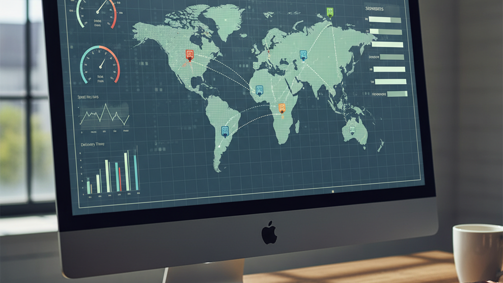 Tracking en tiempo real Pantalla de seguimiento GPS en tiempo real de envíos urgentes, mostrando visibilidad total
