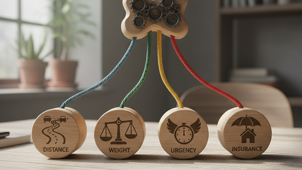 Costos del transporte urgente Tabla ilustrativa de factores que influyen en el precio del transporte urgente en España