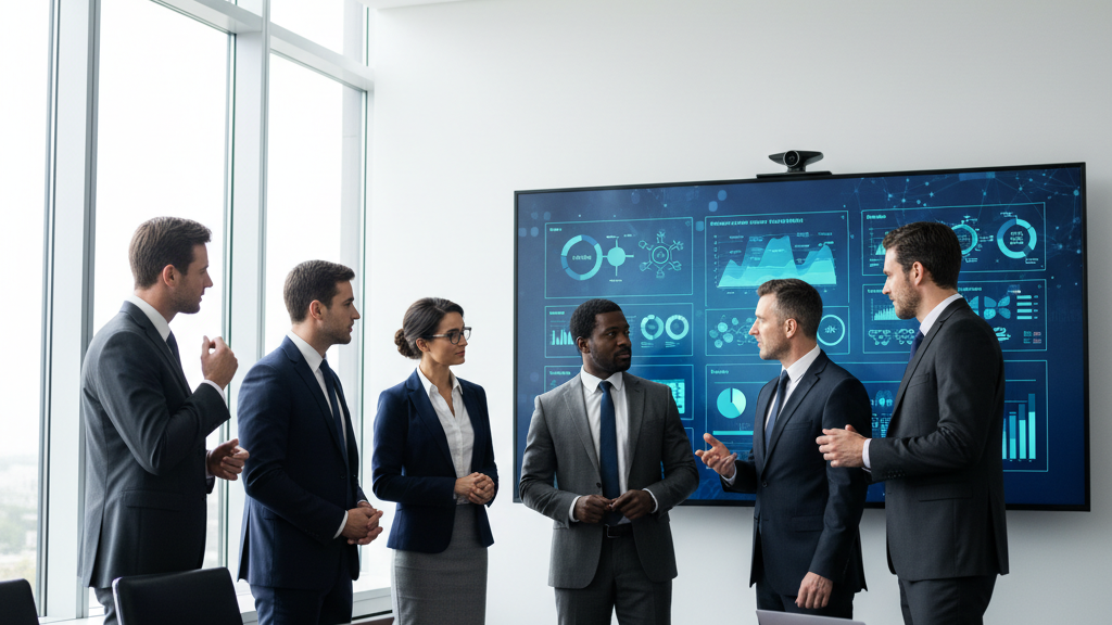 Buenas prácticas cumplimiento Imagen de directivos revisando buenas prácticas de cumplimiento de ciberseguridad