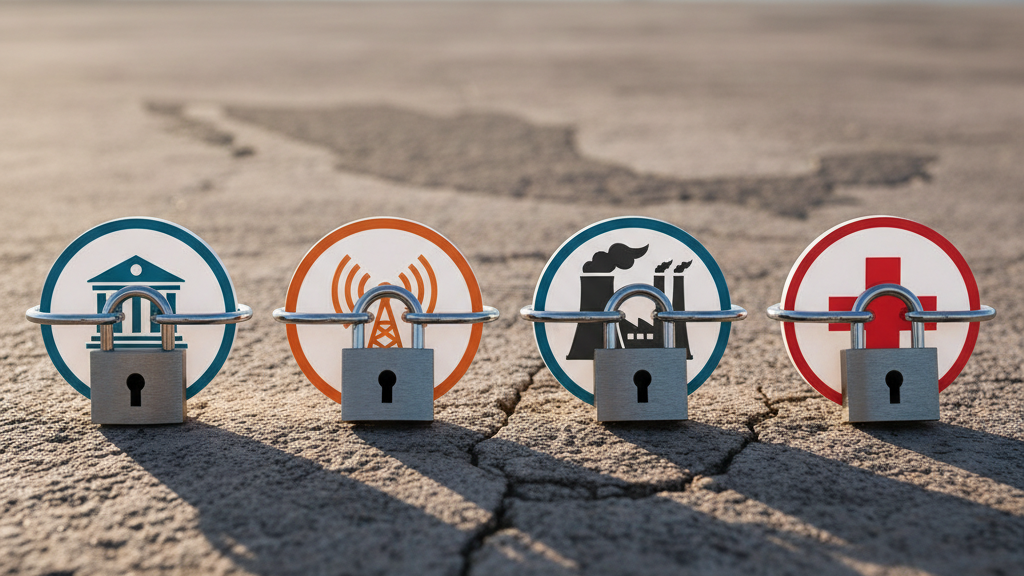 Impacto sectorial ciberseguridad Ilustración del impacto sectorial de la nueva ley en finanzas, telecom, energía y salud