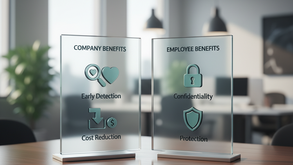 Benefits diagram for company and employee using internal whistleblower system