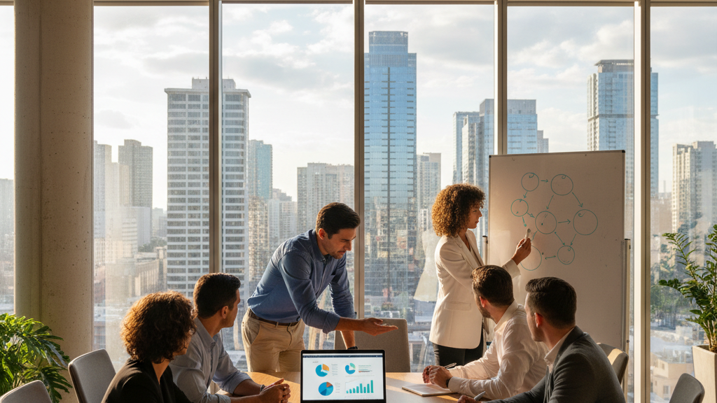 Equipo de una agencia SEO trabajando en estrategia y análisis de datos para escalar el negocio