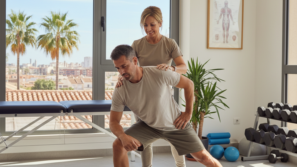 Fisioterapeuta en Murcia Fisio Murcia y fisioterapeuta Murcia evaluando la postura y ofreciendo tratamiento personalizado