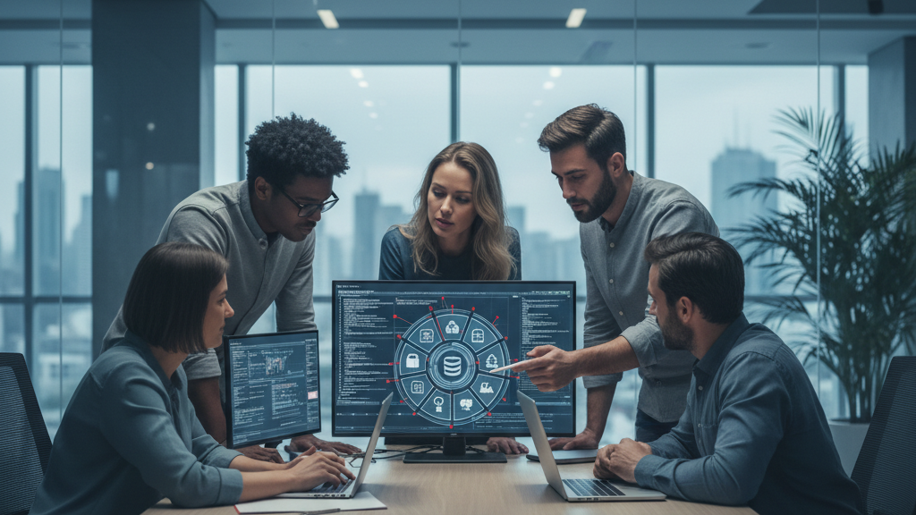 OWASP Top 10 en acción Iconos que resumen el OWASP Top 10 en una auditoría de ciberseguridad para aplicaciones web