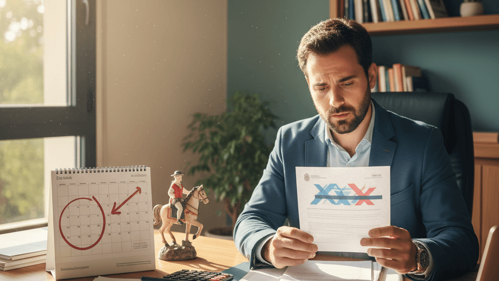 Imagen que ilustra qué pasa si hacienda detecta ingresos no declarados, mostrando a un empresario preocupado revisando documentos fiscales y una notificación de la Agencia Tributaria