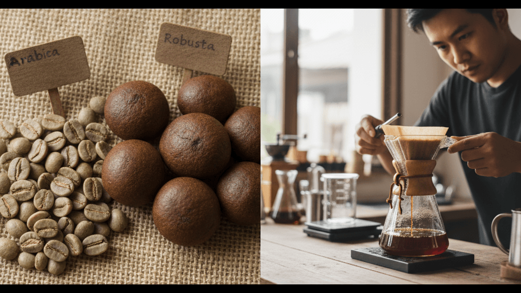 Café arábica de especialidad recomendado para la Moka, mostrando su impacto en el ratio